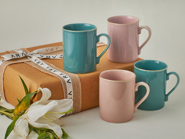 Large "Everything" Mug (Set of 4) - Rose & Cerulean