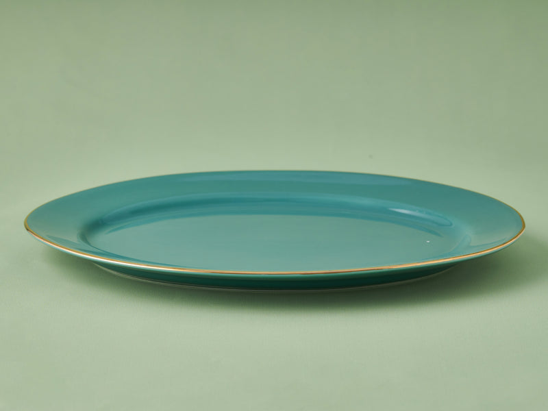 Oval Platter - Cerulean (1 gold line)