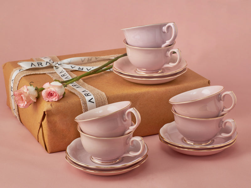 Tea Cup & Saucer (Set of 6 ) - Rose