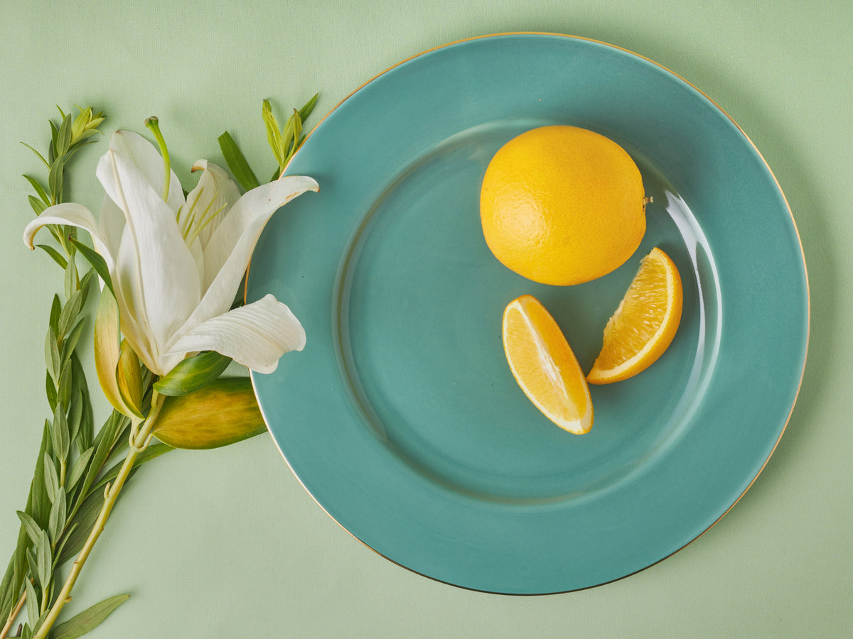 Dinner Plate - Cerulean (1 gold line)